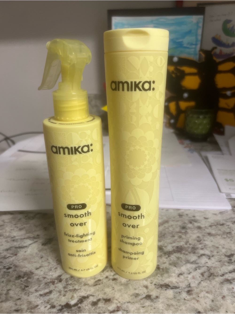 amika Smooth Over Priming Shampoo & Frizz-Fighting Treatment — Yellow